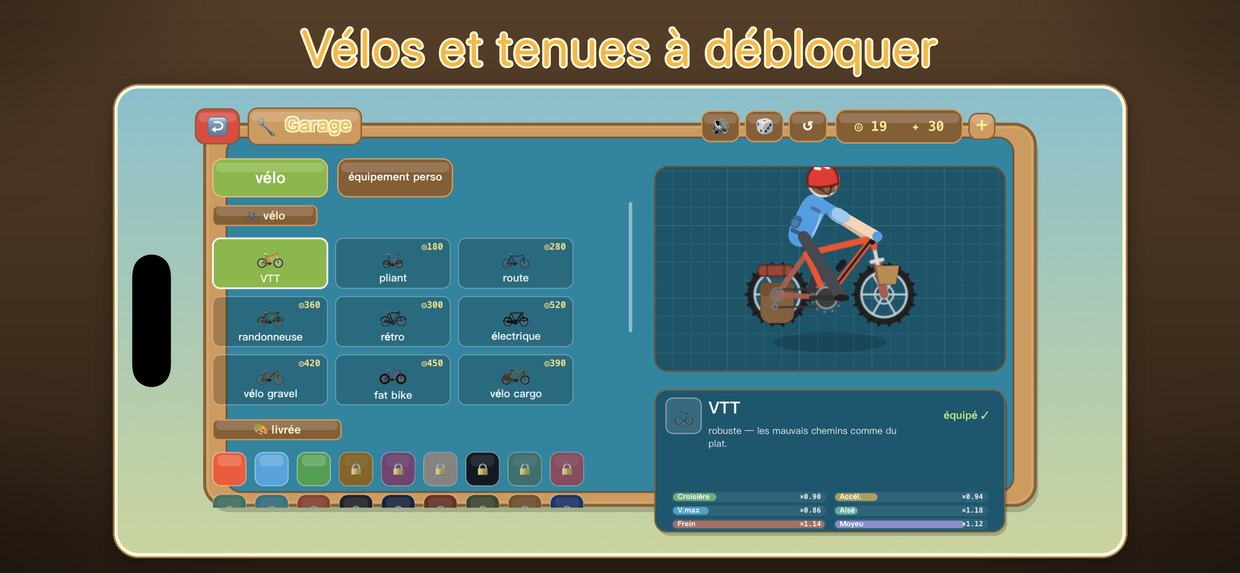 Vélos et tenues à débloquer